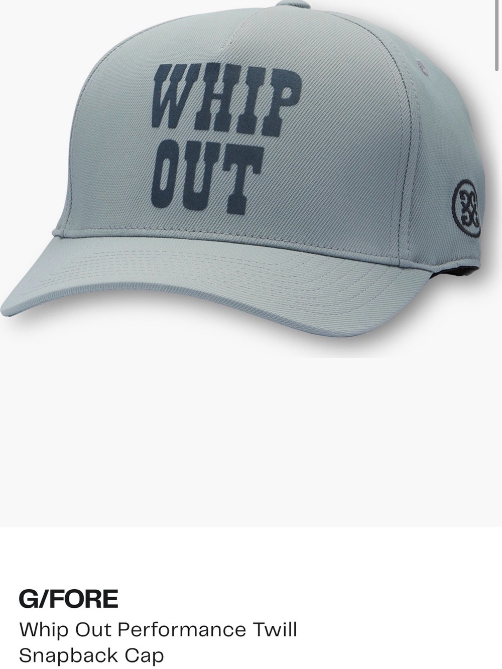 G/FORE 'WHIP OUT' Light Blue Performance Snapback Cap